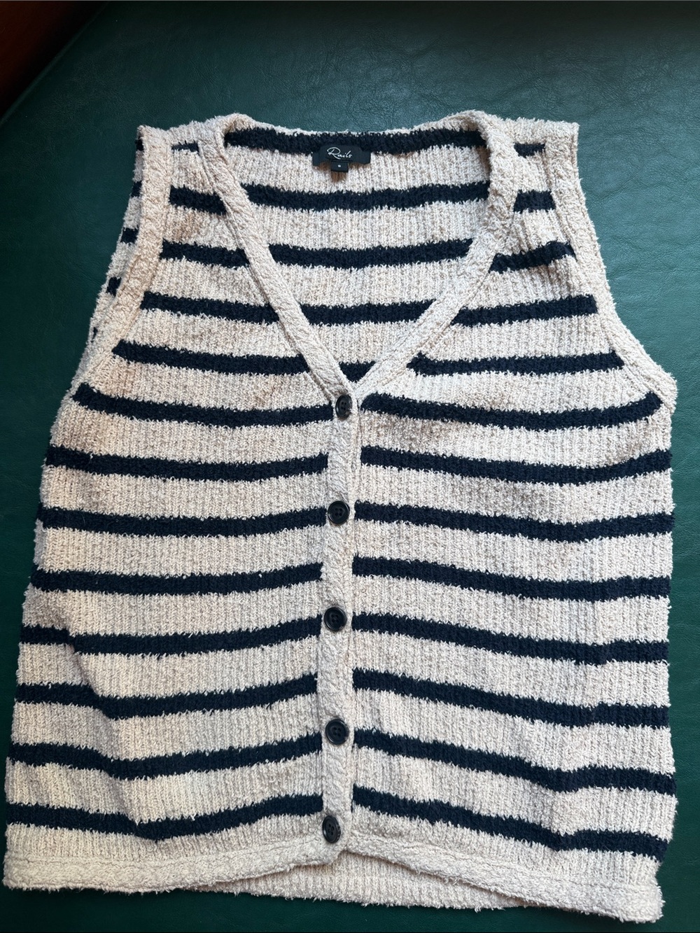 Rails navy and Cream Striped V-Neck Button Front Sweater top
